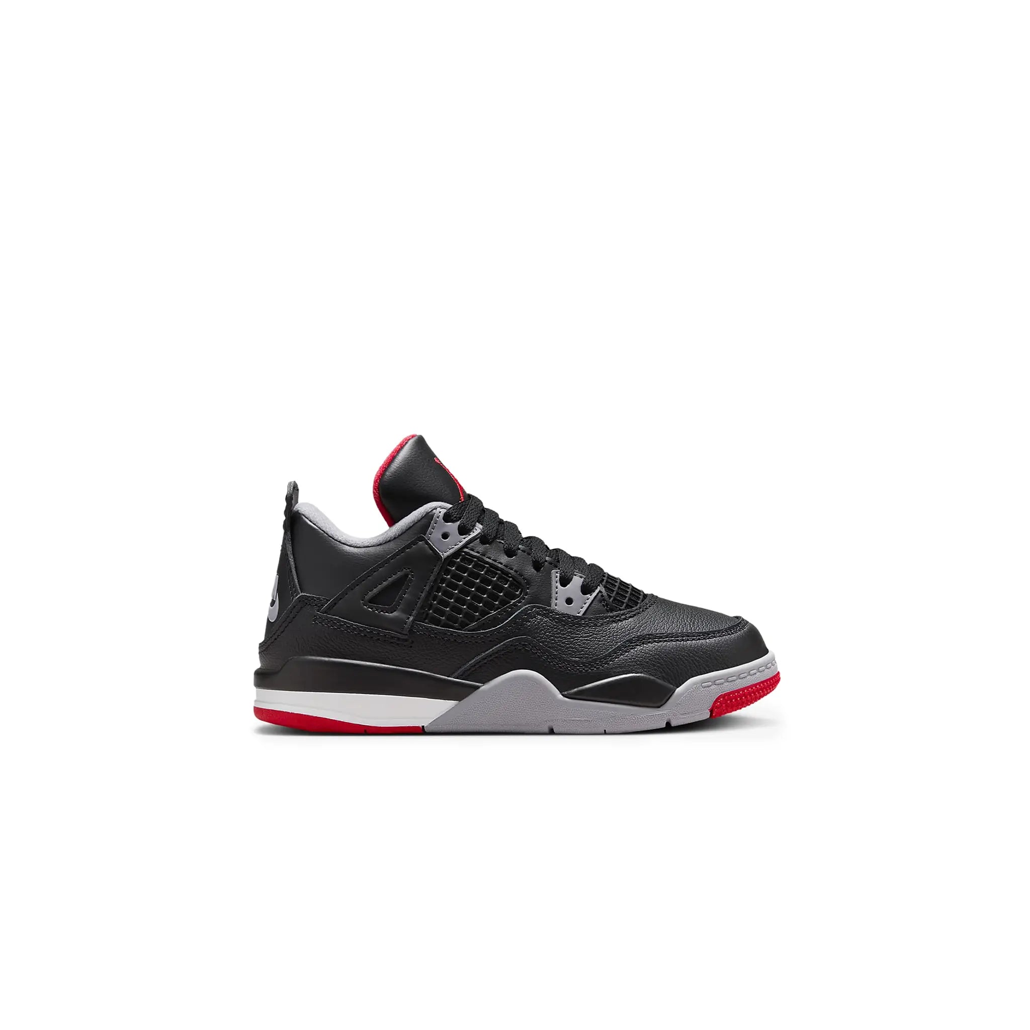Side view of Air Jordan 4 OG Bred Reimagined (PS) BQ7669-006
